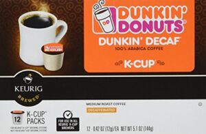 Dunkin Donuts K-cups Decaf – Box of 12 Kcups for Use in Keurig Coffee Brewers 5.1oz