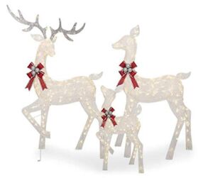 Winter Wonder Lane LED 3-Piece Elegant White Deer Family Set Holiday Seasonal Christmas Indoor/Outdoor Light-Up Decor