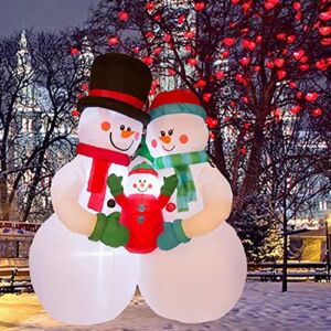 eUty Xmas Inflatable Snowman Family Yard Decoration 8 FT Lighted Indoor & Outdoor Holiday Blow Up for Patio, Deck, Lawn