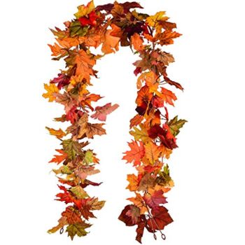 Lvydec 2 Pack Fall Maple Garland – 5.9ft/Piece Artificial Fall Foliage Garland Colorful Autumn Decor for Home Wedding Party (Mixed Color) | The Storepaperoomates Retail Market - Fast Affordable Shopping