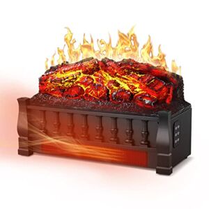 R.W.FLAME Electric Fireplace Log Set Heater 21IN, Remote Control, Flame Brightness Adjustable,Realistic Ember Bed