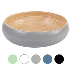HABITAS Spun Bamboo Fruit Bowl For Kitchen Counter, Decorative Bowl, Large Serving Bowl Or Fruit Basket For Kitchen (Gray)