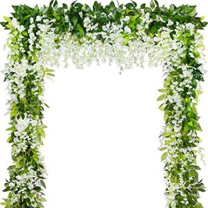Wisteria Garland 5pack 33Ft Artificial Fake Wisteria Vine Hanging Flowers Fake Vines Plants
