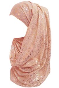 Lina & Lily Gold Glitter Plain Color Hijab Muslim Head Wrap Scarf Shawl (Dusty Pink)
