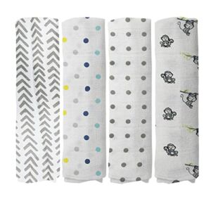 Muslin Swaddle Blankets 100% Soft Muslin Cotton Neutral Receiving Blanket for Boys and Girls Large 47 x 47 inches Swaddling Blankets, Ideal Newborn & Infant Swaddling Set of 4 – Terrazzo