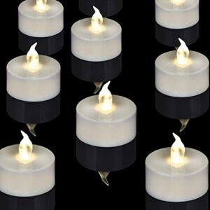 Artmarry Battery Operated Tea Lights Flameless Flickering LED Tealights 24 Pack Warm White Lamp Votive Fake Candle Long Lasting 200+ Hours for Home Holiday Wedding Celebration (Warm White 24 Pack)