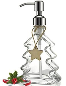 JASAI Unique Design Christmas Tree Soap Dispenser with 304 Rust Proof Stainless Steel Pump, Xmas Decorative Bathroom Soap Dispenser Great for Xmas Decor, Hand Soap, Dish Soap, Kitchen.