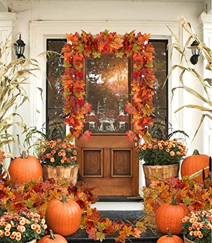RECUTMS 2 Pcs Artificial Autumn Maple Leaves Garland 5.7Ft/Pieces Fall Garland Hanging Vine Garland Vines Hanging Plants Colorful Fall Decor for Home Christmas Garland Wedding Party | The Storepaperoomates Retail Market - Fast Affordable Shopping