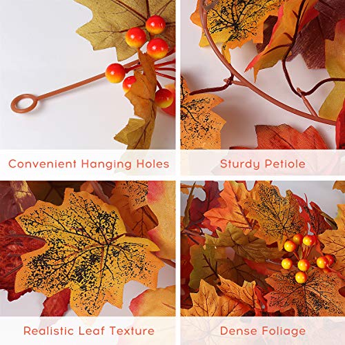 RECUTMS 2 Pcs Artificial Autumn Maple Leaves Garland 5.7Ft/Pieces Fall Garland Hanging Vine Garland Vines Hanging Plants Colorful Fall Decor for Home Christmas Garland Wedding Party | The Storepaperoomates Retail Market - Fast Affordable Shopping