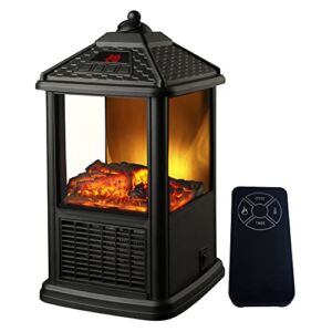 Portable Little Small Electric Fireplaces Space Heaters for Indoor Use Freestanding Bedroom Mini Electric Space Fireplace Heaters Stove with Flame Thermostat Timer Remote Control Overheat Protection
