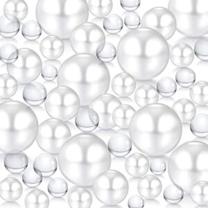 Sureio 6400 Pieces Floating No Hole Pearls for Centerpieces Vase Filler Beads Water Clear Gel Polished Pearls for Candle Wedding Birthday Party Home Table Decor 8/14/20 mm (White)