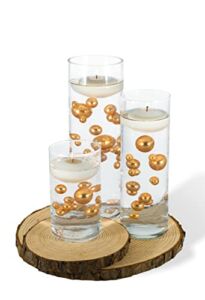 2 Packs Sale ‘Floating’ Gold Pearls – No Hole Jumbo/Assorted Sizes Vase Decorations + Includes Transparent Water Gels for Floating The Pearls