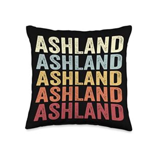 Ashland California Ashland CA Retro Vintage Text Throw Pillow, 16×16, Multicolor