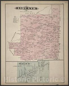 Historic 1877 Wall Map – Caldwell’s Illustrated Historical Combination Atlas of Clarion County, Pennsylvania – Ashland and Salem maps 44in x 54in