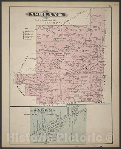Historic 1877 Wall Map – Caldwell’s Illustrated Historical Combination Atlas of Clarion County, Pennsylvania – Ashland and Salem maps 44in x 54in | The Storepaperoomates Retail Market - Fast Affordable Shopping