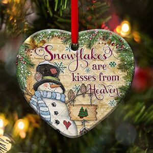2022 Christmas Ornaments, Christmas Decorations – Printed Snowman Snowflakes are Kisses from Heaven Heart Ornament – Best Gifts for Christmas – ANQZ1709008Z (Pack 1)