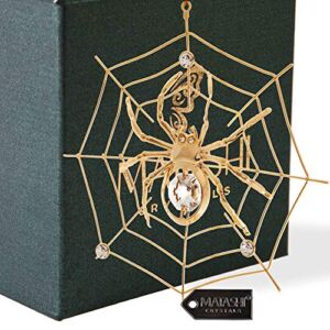 24K Gold Plated Crystal Studded Spider on Web Hanging Ornaments for Christmas Tree, Christmas Spider Miracle Traditions, Decor – The Tradition of Tinsel Legend Spider on Web Ornament