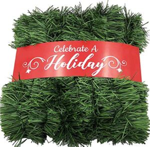 50 Foot Garland for Christmas Decorations – Non-Lit Soft Green Holiday Decor for Outdoor or Indoor Use – Premium Quality Home Garden Artificial Greenery, or Wedding Party Decorations (1, 50 FT)