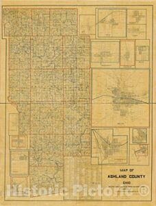 Historic 1897 Wall Map – Map of Ashland County, Ohio 44in x 58in