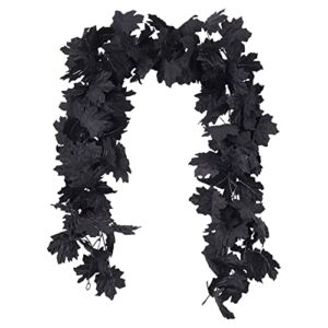 Fall Decor Black Garland, Black Decorations Halloween Garland, Fall Wall Hanging Maple Leaves, Artificial Black Maple Leaf Vine, Halloween Decorations Clearance,Fall Decoration for Home, Pack of 2