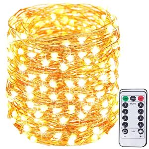 66FT 200 LED Fairy String Lights Outdoor/Indoor, Super Bright Fairy Lights with Remote, Waterproof Copper Wire 8 Modes Christmas Lights for Bedroom Party Wedding Garden (Warm White)