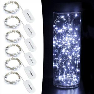 CYLAPEX 6 Pack Cool White Fairy String Lights Battery Operated Fairy Lights Firefly Lights LED Starry String Lights 3.3ft 20 LEDs Silvery Copper Wire for Christmas DIY Decoration Costume Wedding Party