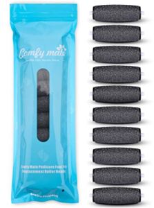 10 Extra Coarse Replacement Roller Refill Heads for Amope Pedi Electronic Perfect Foot File with Diamond Crystals (Pack of 10) Black