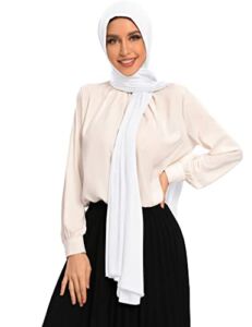 Hybeeh Hijab Scarfs for Women Premium Jersey Hijab Instant Hijab Cotton Hijab for Women Muslim (White)