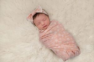 Wendy Bellissimo Super Soft Swaddle Receiving Blanket (35×40) with Hat or Headband for Baby Boy or Baby Girl, Coral