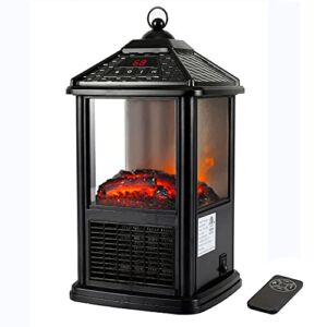 Freestanding Mini Small Indoor Electric Fireplaces Lanterns Space Heaters Stove 3D Flame Portable Electric Fireplace Space Heaters for Indoor Use with Remote Timer Thermostat