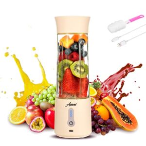 Portable Blender for Shakes and Smoothies, USB Rechargeable Personal Blender, Mini Blender with a 17.6oz Capacity, Strong Stainless-Steel Blades, and Powerful Motor, For Travel, Camping, Gym (Milk)