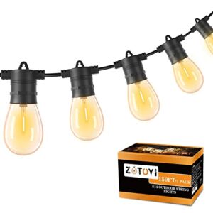 ZOTOYI Outdoor String Lights 150 ft, 45+5 Shatterproof LED Bulbs String Dimmable Patio Lights, Outdoor Lights for Patio, Hanging Lights for Patio Cafe Bistro Gazebo Backyard