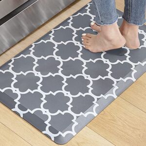 KOKHUB Kitchen Mat,1/2 Inch Thick Cushioned Anti Fatigue Waterproof Kitchen Rug, Comfort Standing Desk Mat, Kitchen Floor Mat Non-Skid & Washable for Home, Office, Sink,17.3″x28″- Grey