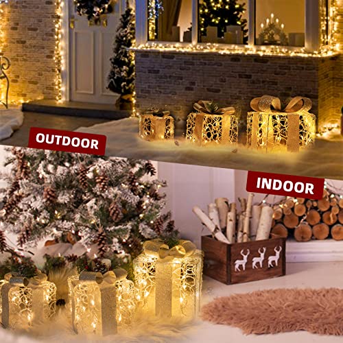 PEIDUO Christmas Lighted Gift Boxes, Set of 3, Outdoor Present or Gift Decorations, Under The Xmas Tree Packages for Indoor Holiday Party and Home Ornament Decoration | The Storepaperoomates Retail Market - Fast Affordable Shopping