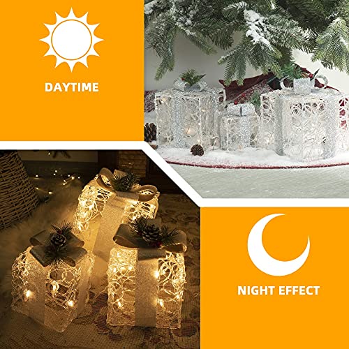 PEIDUO Christmas Lighted Gift Boxes, Set of 3, Outdoor Present or Gift Decorations, Under The Xmas Tree Packages for Indoor Holiday Party and Home Ornament Decoration | The Storepaperoomates Retail Market - Fast Affordable Shopping