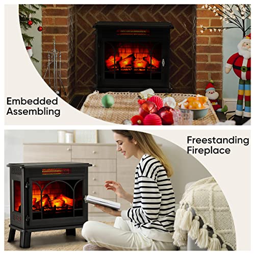 HEAO 24″ Electric Fireplace 3D Infrared Fireplace Stove Freestanding Fireplace Heater for Indoor with Visible Control Panel and Remote, ETL Certified, Overheating Safety Protection, 1500W | The Storepaperoomates Retail Market - Fast Affordable Shopping