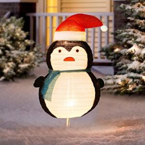 Artiflr 29.5inch Collapsible Lighted Christmas Snowman,Pre-Lit LED Light Up Snowman with Top Hat,for Holiday Xmas Lawn Yard Garden Decorations (Blue)