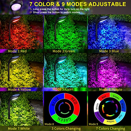 ROSHWEY Solar Outdoor Lights, 7 Colors Christmas Pathway Lights Outdoor Waterproof 150 Lumen Bright Solar Landscape Path Lights for Yard Garden Walkway Driveway Decorative, 4 Pack | The Storepaperoomates Retail Market - Fast Affordable Shopping