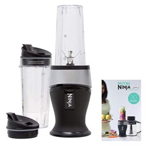 Ninja Personal Blender for Shakes, Smoothies, Food Prep, and Frozen Blending with 700-Watt Base and (2) 16-Ounce Cups with Spout Lids (QB3001SS), Black