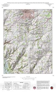 Historic Pictoric Map : Preliminary Structure Contour map of The top of The Mississippian Sunbury Shale of The Ashland South, Ohio, Quadrangle, 1995 Cartography Wall Art : 27in x 44in