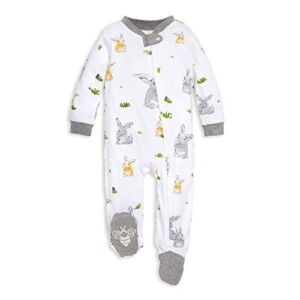Burt’s Bees Baby baby girls & Play, Organic One-piece Romper-jumpsuit Pj, Zip Front Footed Pajama and Toddler Sleepers, Bunny Trail, 0-3 Months US