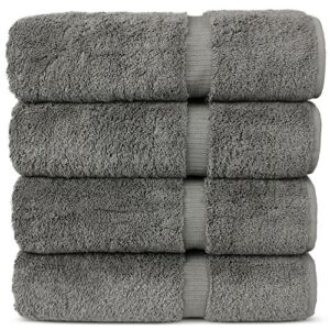 Luxury Hotel & Spa 100% Cotton Premium Turkish Bath Towels, 27″ x 54” (Set of 4, Gray)