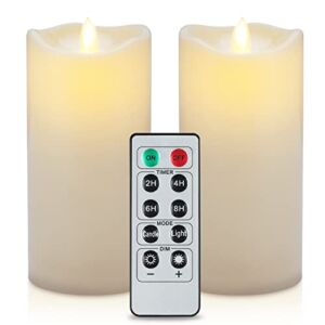 XINBFGRE Flickering Flameless Candles Battery Operated Candles, Led Candles with Remote and Timer & Realistic Dancing Flames, Exquisite Battery Candles Ivory Set of 2 ( D2.95 x H6)