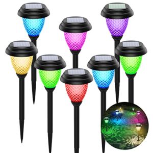 Solar Pathway Lights Outdoor – CIYOYO 8 Pack Warm White & Color Changing Waterproof Landscape Path Lights Solar Powered Decorative Garden Yard Lights for Path Lawn Walkway Patio Driveway, Auto On/Off