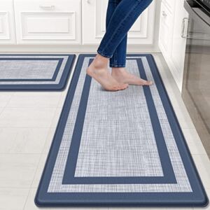Mattitude Kitchen Mat [2 PCS] Cushioned Anti-Fatigue Kitchen Rugs Non-Skid Waterproof Kitchen Mats and Rugs Ergonomic Comfort Standing Mat for Kitchen, Floor, Office, Sink, Laundry, Blue and Gray