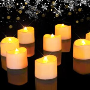 Homemory LED Candles, 24PCS Tea Lights Battery Operated, Lasts 3X Longer 150Hours, Flameless Flickering Electric Tea Lights for HomeDecor, Holiday, Reception, Massage, Centerpiece, Wedding[White Base]