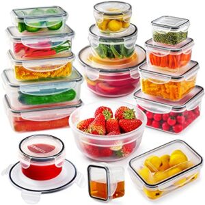 32 PCS Food Storage Containers with Airtight Lids(16 Stackable Plastic Containers with 16 Lids), BPA-Free Pantry Organization and Storage, Containers Sets for Kitchen Organization, Lunch Containers