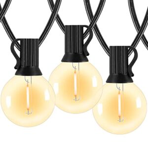 Lalapao Globe Outdoor String Lights 27Ft G40 Led Patio Lights with 14 Clear Shatterproof Bulbs(1 Spare) Waterproof Hanging Lights for Cafe Porch Bistro Garden Backyard Holiday Party Decor