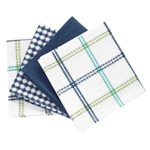 100% Cotton Flat Waffle Dish Cloths for Washing Dishes, 12″x13″, 4-Pack, Cool T-fal Textiles
