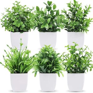 Der Rose 6 Packs Fake Plants Small, Mini Artificial Plants Indoor for Home Farmhouse Bathroom Shelf Decor